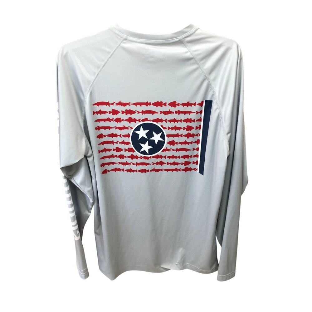 Columbia PFG Terminal Tackle Omni-Shade T Shirt Mens L Long Sleeve Fishing Gray